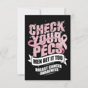 Carte De Remerciements Vérifiez votre Pecs Hommes Sensibilisation au canc