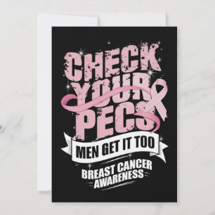 Carte De Remerciements Vérifiez votre Pecs Hommes Sensibilisation au canc