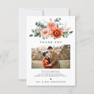 Carte De Remerciements Verona Sunset Bright Orange Moderne Mariage Floral