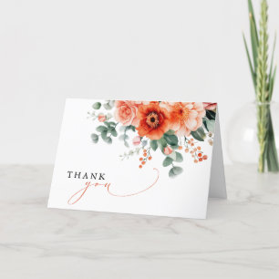 Carte De Remerciements Verona Sunset Bright Orange Moderne Mariage Floral