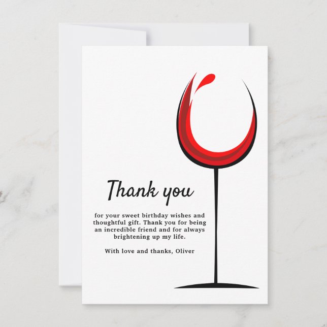 Carte De Remerciements Verre rouge simple Anniversaire (Devant)