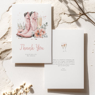 Carte De Remerciements Verres à champagne et bottes roses pour enterremen