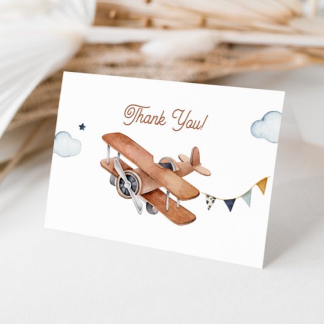 Carte De Remerciements Vers le haut et vers l'extérieur, Baby shower Vint (Créateur téléchargé)