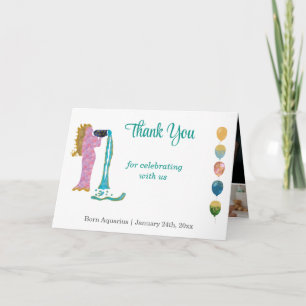 Carte De Remerciements Verseau 1er Anniversaire Or & Remerciement Photo