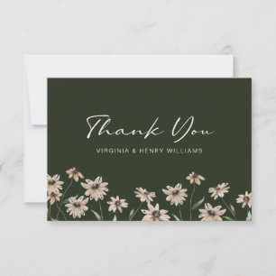 Carte De Remerciements Vert Élégant Mariage Floral