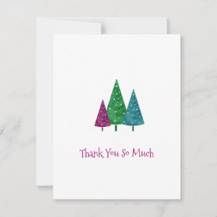 Carte De Remerciements Vert, Magenta, Aquarelles Turquoises