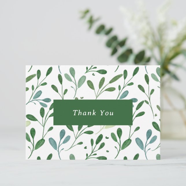 Carte De Remerciements Vert Motif moderne moderne (Debout devant)