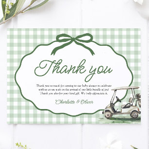 Carte De Remerciements Vert sauge Gingham Cadre Arc Golf Nouveau au Club
