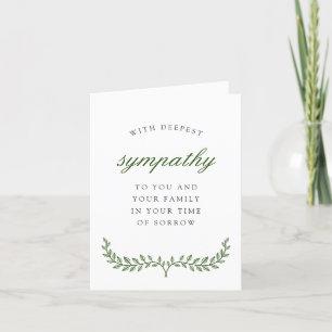 Carte De Remerciements Verte Wreath Élégante Sympathie Condoléances