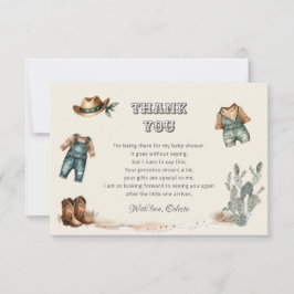 Carte De Remerciements Vêtements Cowboy Baby shower sauvage Ouest