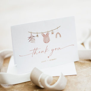 Carte De Remerciements Vêtements de bébé personnalisés Bohème Baby Shower