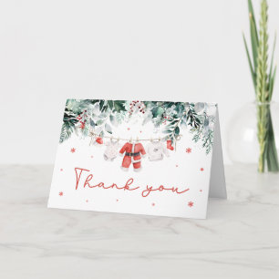 Carte De Remerciements Vêtements de bébé pour Noël en hiver Bébé Rouge Ca