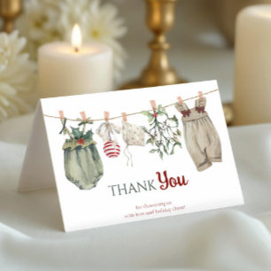Carte De Remerciements Vêtements de Noël pour Baby Shower d'une Petite Fi