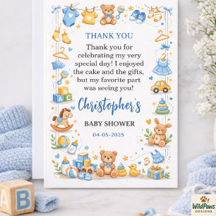 Carte De Remerciements Vêtements et Jouets Mignons pour Bébé Cadeaux de B