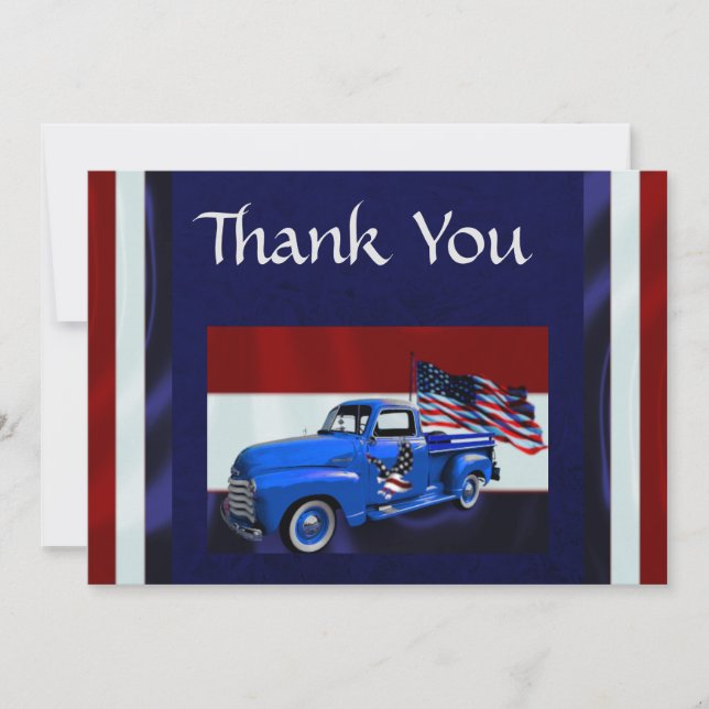Carte De Remerciements Vétérinaire du drapeau, du camion et de l'aigle (Devant)