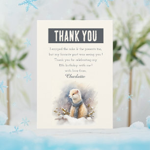 Carte De Remerciements Vibes d'hiver Aquarelle Hermine - Anniversaire
