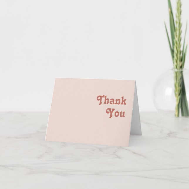 Carte De Remerciements Vibes rétro simples | Plié rose pâle (Devant)