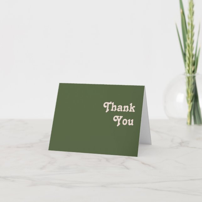 Carte De Remerciements Vibes rétro simples | Plié vert olive (Devant)