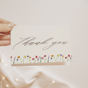 Carte De Remerciements Vibrant Fleur sauvage coloré moderne Mariage moder