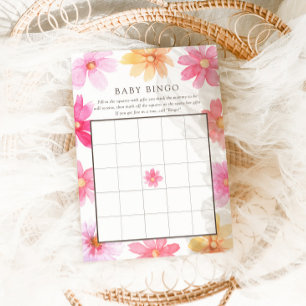 Carte De Remerciements Vibrant Fleur sauvage d'été Baby Bingo Game Card