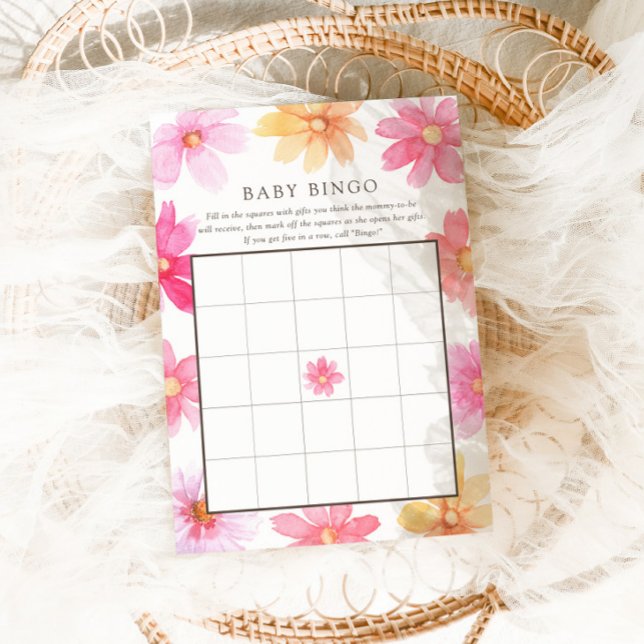 Carte De Remerciements Vibrant Fleur sauvage d'été Baby Bingo Game Card (Créateur téléchargé)