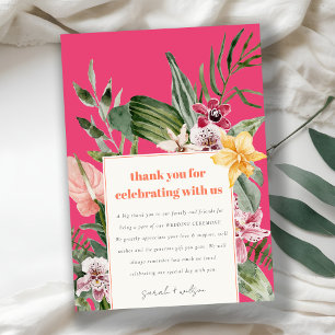 Carte De Remerciements Vibrant Magenta Blush Boho Tropical Floral Mariage