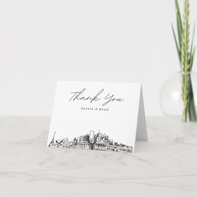Carte de remerciements vide Skyline de Nashville (Devant)