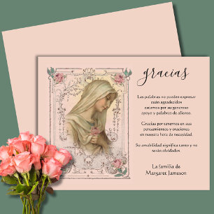 Carte De Remerciements Vierge catholique espagnole Marie Condolence