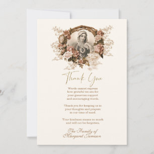 Carte De Remerciements Vierge catholique Marie Condolence religieuse Merc