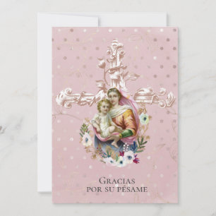Carte De Remerciements Vierge catholique Marie Jesus Espagnol