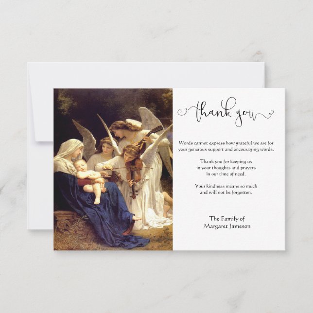 Carte De Remerciements Vierge catholique religieuse Marie Condolence Ange (Devant)