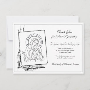 Carte De Remerciements Vierge catholique religieuse Marie Jésus-Condolenc