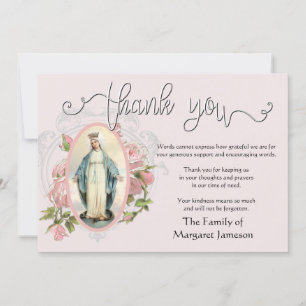 Carte De Remerciements Vierge catholique religieuse MarieMerci Condolence