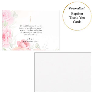 Carte De Remerciements Vierge et Enfant Roses Roses Douces Catholique Bap