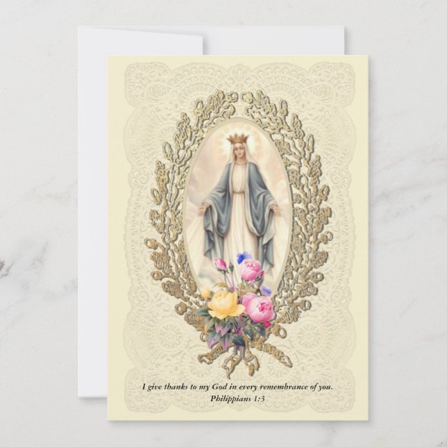 Carte De Remerciements Vierge Marie Condolence religieuse catholique (Devant)