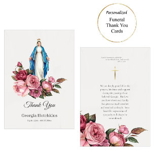 Carte De Remerciements Vierge Marie Grandes Roses Rouges Catholiques