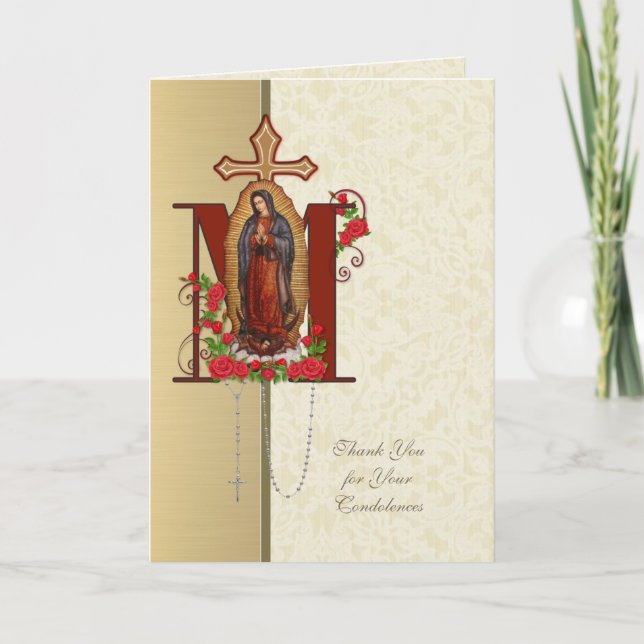 Carte De Remerciements Vierge Marie Guadalupe Condolence religieuse (Devant)