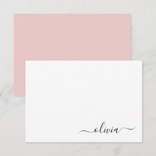 Carte De Remerciements Vierge rose blanc moderne Script Girl Monogramme N