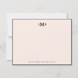 Carte De Remerciements Vierge rose et noir Monogramme Formal Flat
