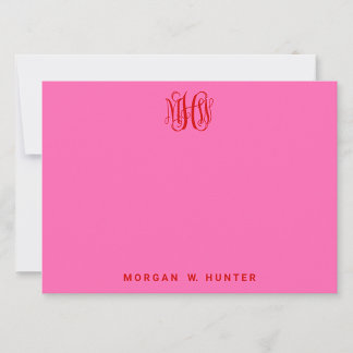 Carte De Remerciements Vigne de couleur rose brûlant Monogramme personnal