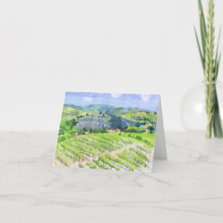Carte De Remerciements Vignoble. Aquarelle