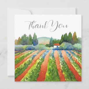 Carte De Remerciements Vignoble rouge bleu vert