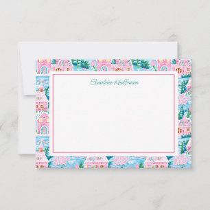 Carte De Remerciements Village de Noël rose Preppy Personnalisé