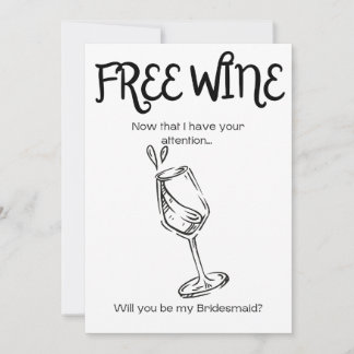 Carte De Remerciements Vin gratuit - Demande de demoiselle d'honneur