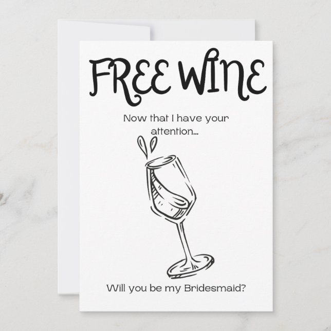 Carte De Remerciements Vin gratuit - Proposition demoiselle d'honneur (Devant)