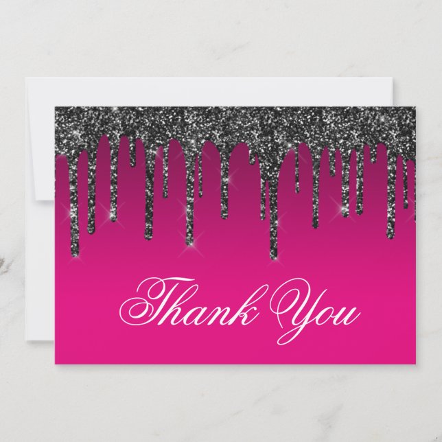 Carte De Remerciements Vin rose chaud Gradient noir Parties scintillant D (Devant)