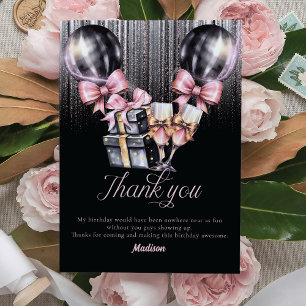 Carte De Remerciements Vin Rose de luxe Anniversaire adulte