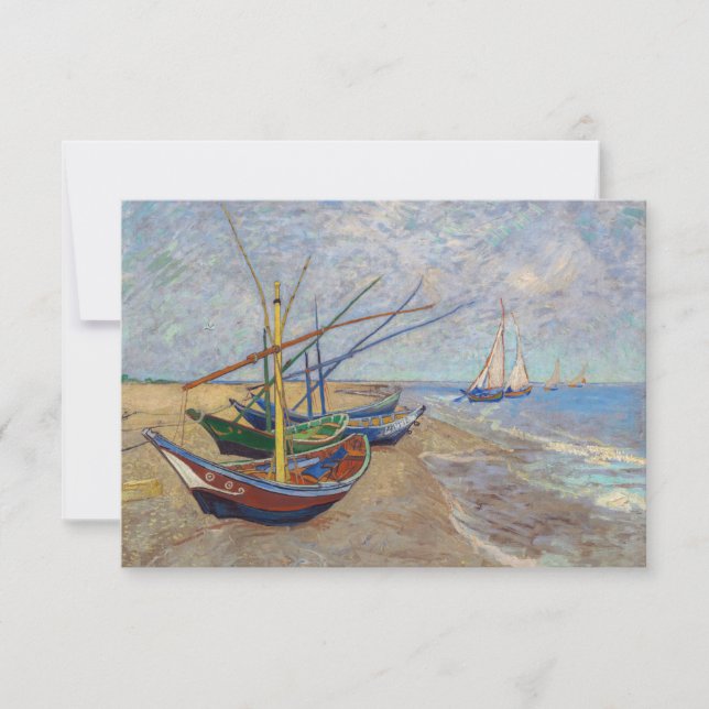 Carte De Remerciements Vincent van Gogh - Bateaux de pêche sur la plage (Devant)