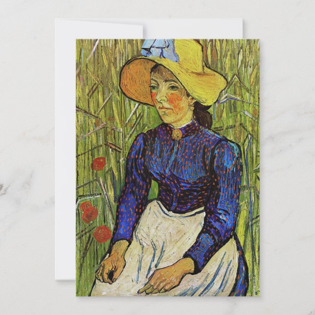 Carte De Remerciements Vincent van Gogh - Fille paysanne en Casquette de  (Devant)