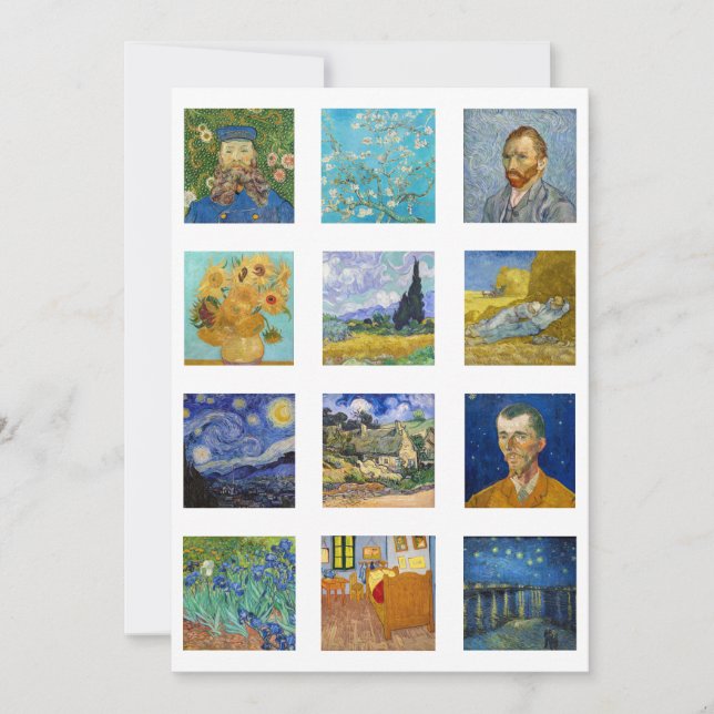 Carte De Remerciements Vincent Van Gogh - Grille des chefs-d'oeuvre (Devant)